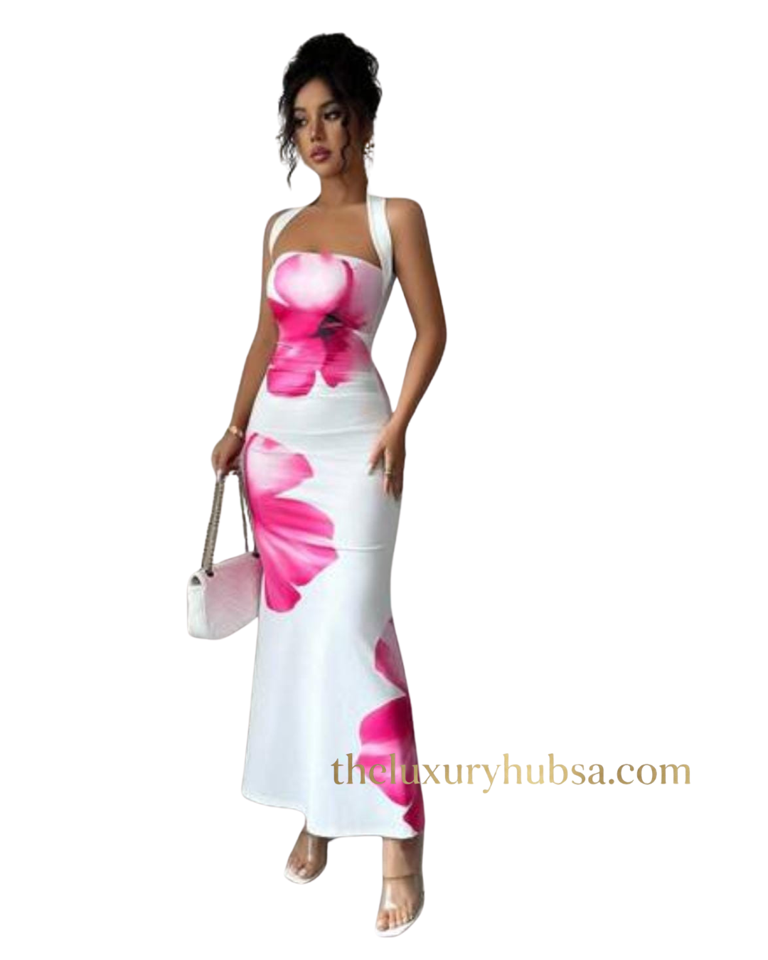 White and pink floral dress