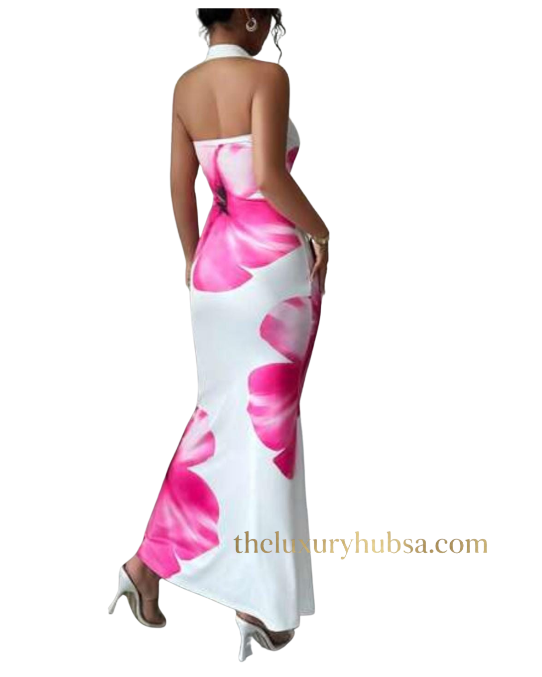 White and pink floral dress